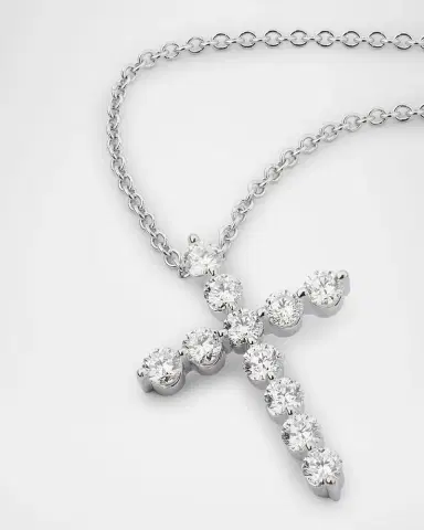Neiman Marcus Diamonds 18K White Gold Diamond Cross Necklace, 20"L, 0.66tcw | Thumbnail 2 Neiman Marcus Diamonds 18K White Gold Diamond Cross Necklace, 20"L, 0.66tcw | Thumbnail 2