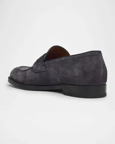 Zegna Men's Suede Rubber-Sole Penny Loafers | Thumbnail 2 Zegna Men's Suede Rubber-Sole Penny Loafers | Thumbnail 2