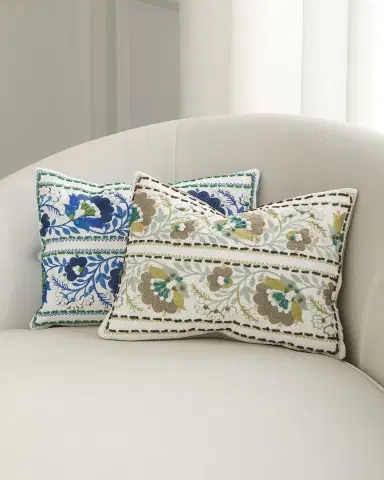 Designers Guild Enamel Flower Decorative Pillow, 12" x 16" | Thumbnail 1 Designers Guild Enamel Flower Decorative Pillow, 12" x 16" | Thumbnail 1
