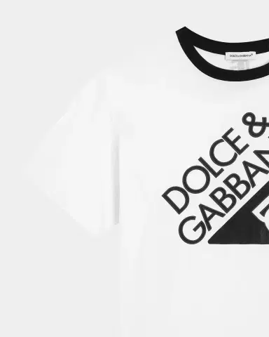 Dolce & Gabbana Boy's Rubberized Logo Short-Sleeve T-Shirt | Thumbnail 4