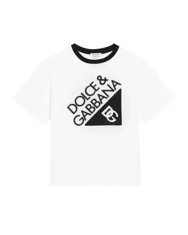 Dolce & Gabbana Boy's Rubberized Logo Short-Sleeve T-Shirt | Thumbnail 1