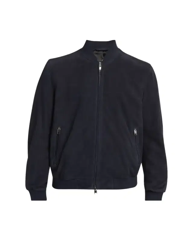 Men's Perferated Suede Bomber Jacket