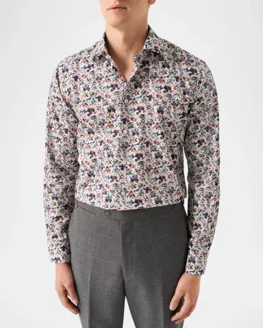 Eton Men's Slim-Fit Cotton Floral Sport Shirt | Thumbnail 4 Eton Men's Slim-Fit Cotton Floral Sport Shirt | Thumbnail 4