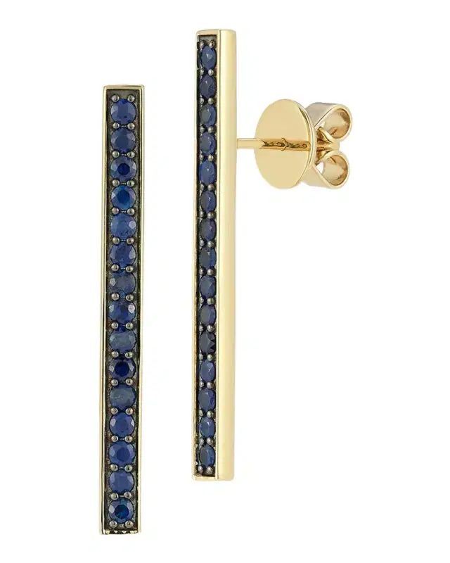 Classic 18K Yellow Gold and Blue Sapphire Earrings