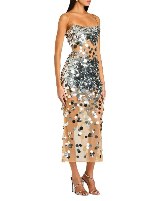 Mischa Sequin-Embellished Sleeveless Midi Dress