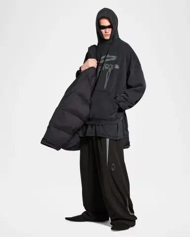 Balenciaga Men 's Liquid-Effect Logo Hoodie | Thumbnail 2