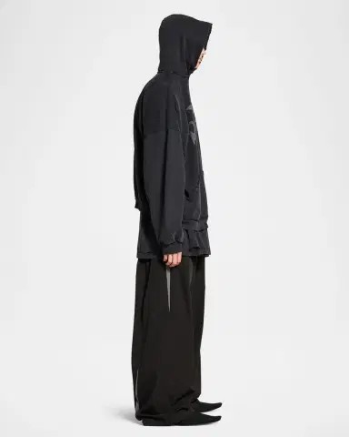 Balenciaga Men 's Liquid-Effect Logo Hoodie | Thumbnail 5