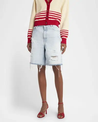Golden Goose Journey Distressed Long Denim Shorts | Thumbnail 4 Golden Goose Journey Distressed Long Denim Shorts | Thumbnail 4