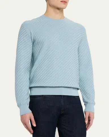 Brioni Men's Basketweave Crew Sweater | Thumbnail 4
