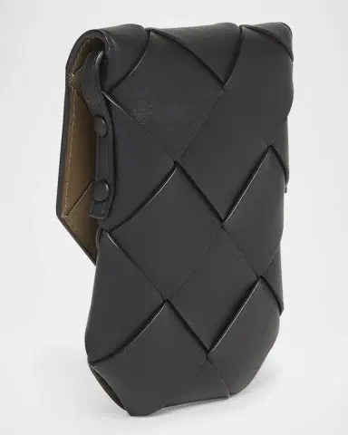 Bottega Veneta Men's Diago Vertical Leather Phone Pouch | Thumbnail 3