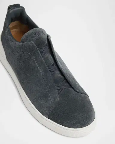 Zegna Men's Triple Stitch Suede Sneakers | Thumbnail 3 Zegna Men's Triple Stitch Suede Sneakers | Thumbnail 3