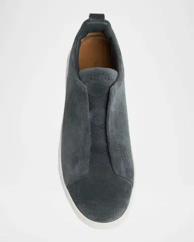 Zegna Men's Triple Stitch Suede Sneakers | Thumbnail 4 Zegna Men's Triple Stitch Suede Sneakers | Thumbnail 4