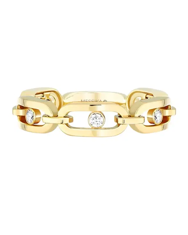 Move Uno 18K Yellow Gold Diamond Link Ring, EU 51 / US 5.75