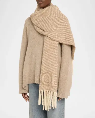 Loewe Logo Fringe Wool-Blend Scarf | Thumbnail 2