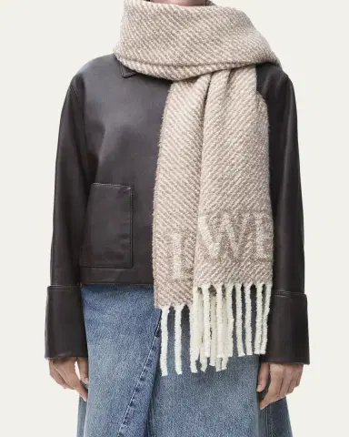 Loewe Logo Fringe Wool-Blend Scarf | Thumbnail 5