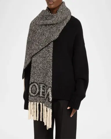 Loewe Logo Fringe Wool-Blend Scarf | Thumbnail 8