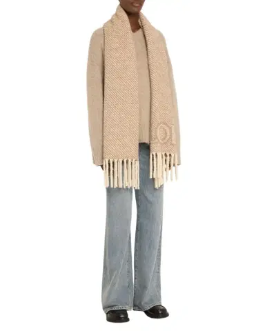 Loewe Logo Fringe Wool-Blend Scarf | Thumbnail 1