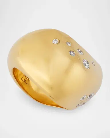 Walters Faith 18K Yellow Gold and Burnished Diamond Wave Ring | Thumbnail 2