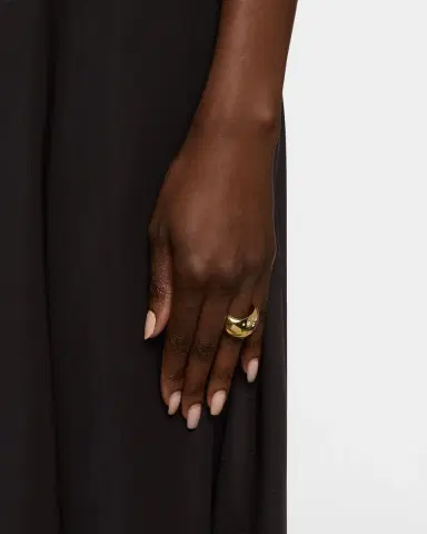 Walters Faith 18K Yellow Gold and Burnished Diamond Wave Ring | Thumbnail 1