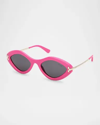 PUCCI Logo Acetate & Metal Oval Sunglasses | Thumbnail 3