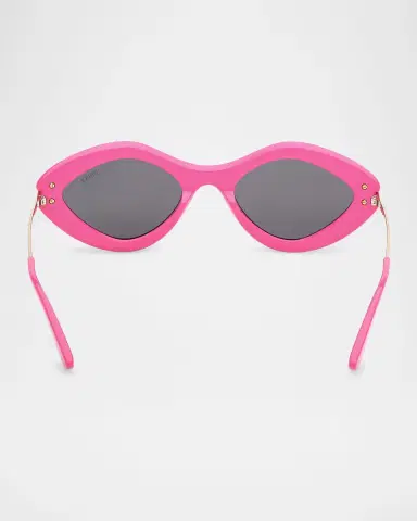 PUCCI Logo Acetate & Metal Oval Sunglasses | Thumbnail 5