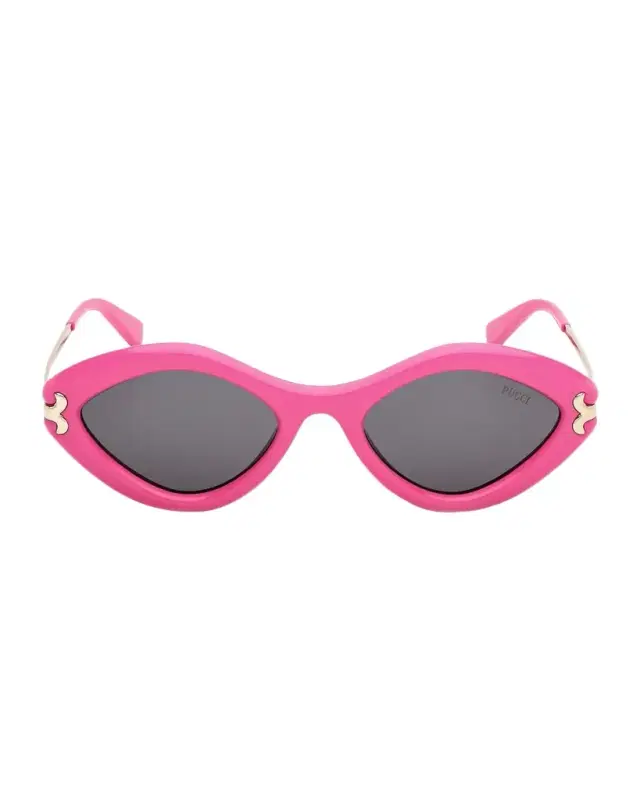 Pucci Logo Acetate & Metal Oval Sunglasses