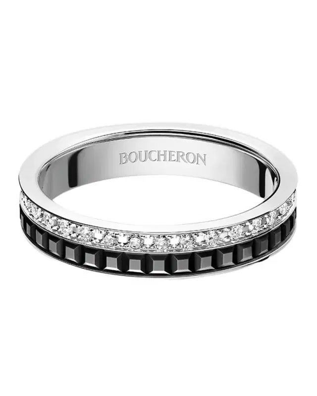 Quatre 18K White Gold Diamond & PVD Wedding Band