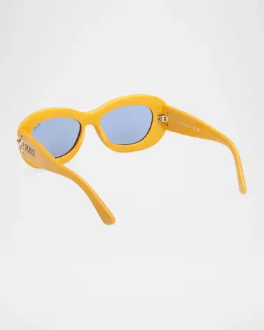 PUCCI Filigree Acetate Oval Sunglasses | Thumbnail 2