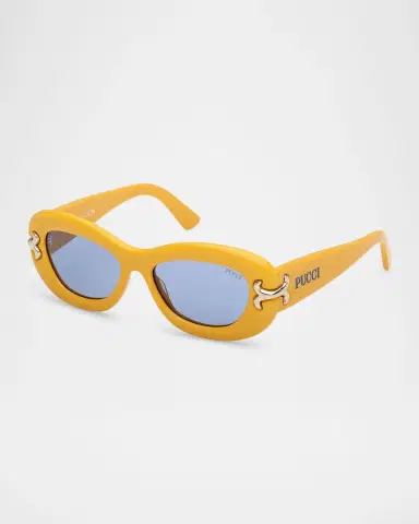 PUCCI Filigree Acetate Oval Sunglasses | Thumbnail 3