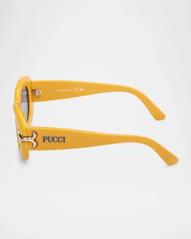 PUCCI Filigree Acetate Oval Sunglasses | Thumbnail 4