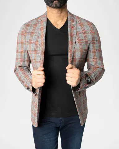 Maceoo Men's Descartes Spanish Plaid Unconstructed Blazer | Thumbnail 5