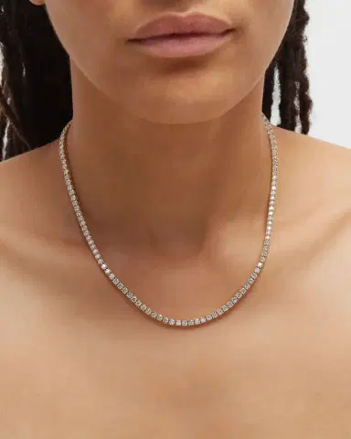 Neiman Marcus Diamonds 18K Yellow Gold Diamond Tennis Necklace, 17"L, 14.18 ct. | Thumbnail 1