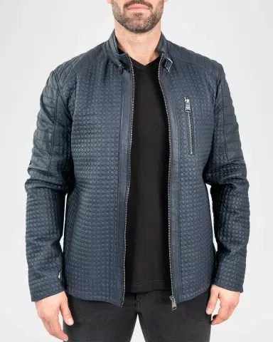 Maceoo Men's Braille Quilted Leather Jacket | Thumbnail 2 Maceoo Men's Braille Quilted Leather Jacket | Thumbnail 2