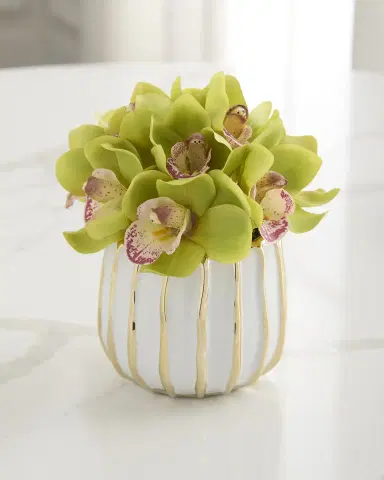 T & C Floral Company Cymbidium 8" Faux Floral Arrangement in Ceramic Pot | Thumbnail 2 T & C Floral Company Cymbidium 8" Faux Floral Arrangement in Ceramic Pot | Thumbnail 2