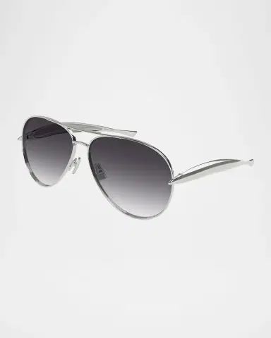 Bottega Veneta Curved Metal Aviator Sunglasses | Thumbnail 2 Bottega Veneta Curved Metal Aviator Sunglasses | Thumbnail 2
