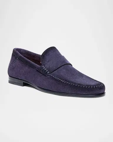 Santoni Men's Paine Soft Suede Loafers | Thumbnail 2