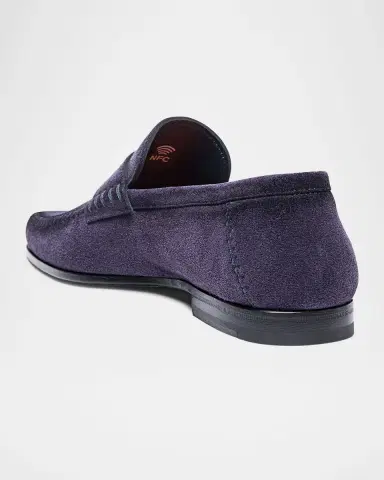 Santoni Men's Paine Soft Suede Loafers | Thumbnail 3