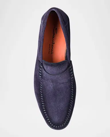 Santoni Men's Paine Soft Suede Loafers | Thumbnail 4