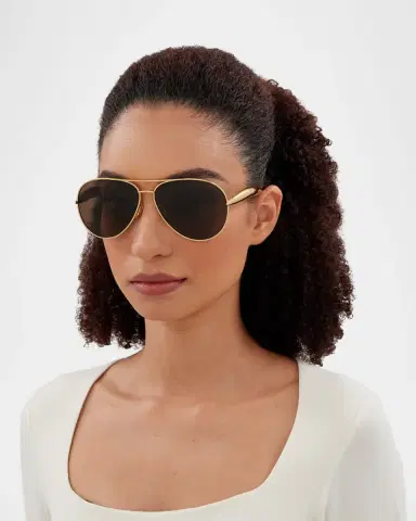 Bottega Veneta Curved Metal Aviator Sunglasses | Thumbnail 3 Bottega Veneta Curved Metal Aviator Sunglasses | Thumbnail 3