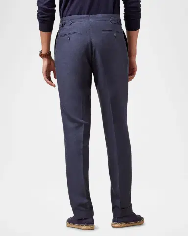 Ralph Lauren Purple Label Men's Gregory Hand-Tailored Silk-Linen Trouser | Thumbnail 3