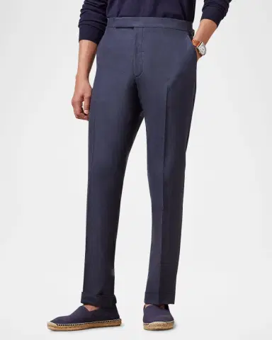 Ralph Lauren Purple Label Men's Gregory Hand-Tailored Silk-Linen Trouser | Thumbnail 4