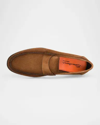 Santoni Men's Paine Soft Suede Loafers | Thumbnail 4 Santoni Men's Paine Soft Suede Loafers | Thumbnail 4