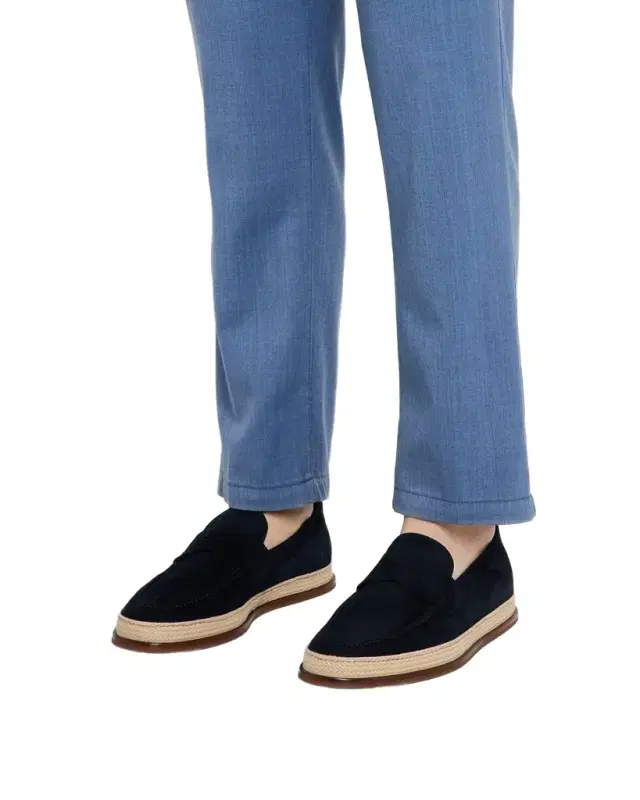 Men 's Calfskin Jute-Sole Penny Loafers