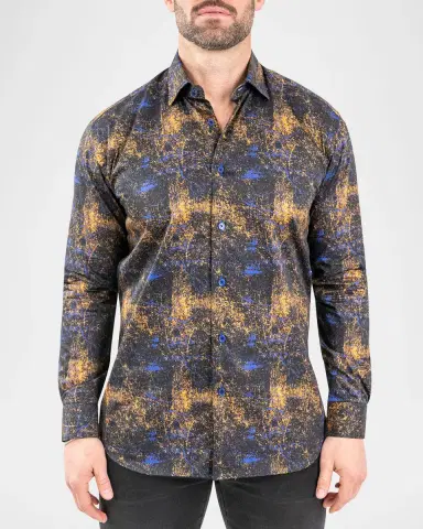 Maceoo Men's Fibonacci Galaxy Splash Cotton Sport Shirt | Thumbnail 3 Maceoo Men's Fibonacci Galaxy Splash Cotton Sport Shirt | Thumbnail 3