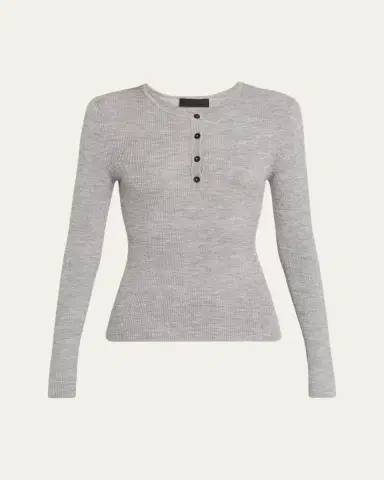 Nili Lotan Klarise Henley Wool Sweater | Thumbnail 2