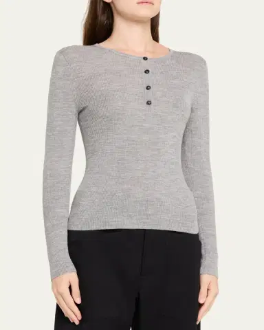 Nili Lotan Klarise Henley Wool Sweater | Thumbnail 5