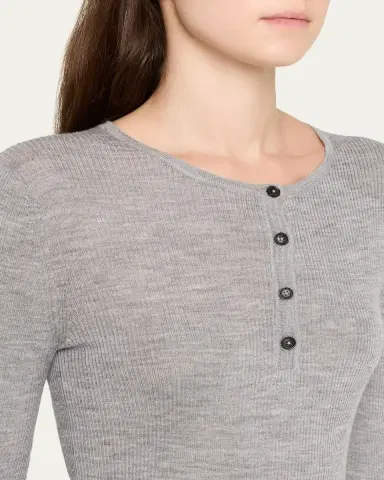 Nili Lotan Klarise Henley Wool Sweater | Thumbnail 6