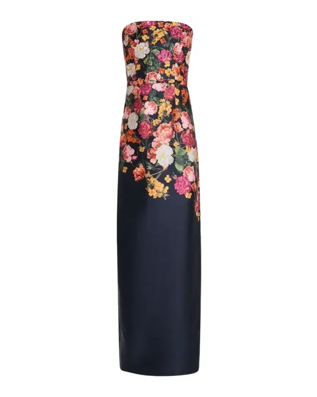 Sophia Strapless Floral-Print Column Gown Sophia Strapless Floral-Print Column Gown