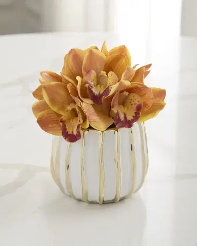 T & C Floral Company Cymbidium 8" Faux Floral Arrangement in Ceramic Pot | Thumbnail 2 T & C Floral Company Cymbidium 8" Faux Floral Arrangement in Ceramic Pot | Thumbnail 2