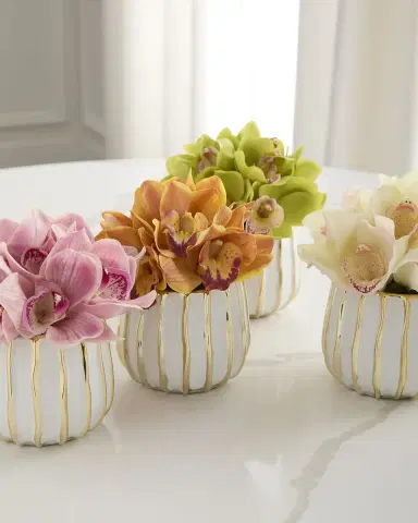 T & C Floral Company Cymbidium 8" Faux Floral Arrangement in Ceramic Pot | Thumbnail 1 T & C Floral Company Cymbidium 8" Faux Floral Arrangement in Ceramic Pot | Thumbnail 1
